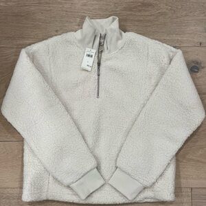 Banana Republic Cream Sherpa Half-Zip Pullover